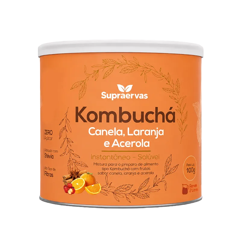 Kombuchá Canela + Laranja + Acerola Rende 2 Litros