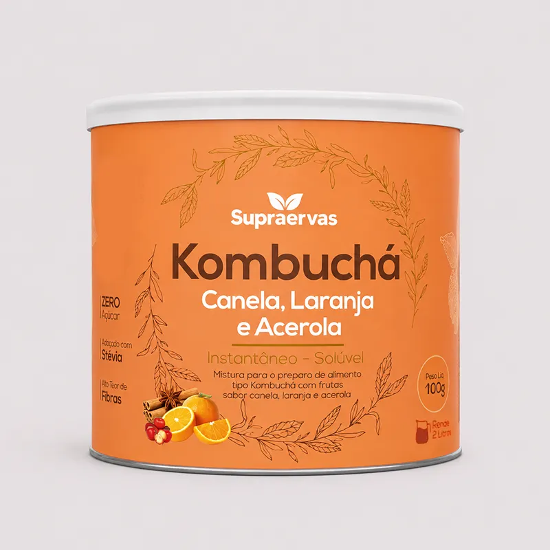 Kombuchá Canela + Laranja + Acerola Rende 2 Litros