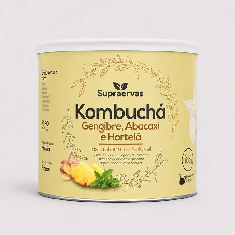 Kombuchá Gengibre + Abacaxi + Hortelã Rende 2 Litros